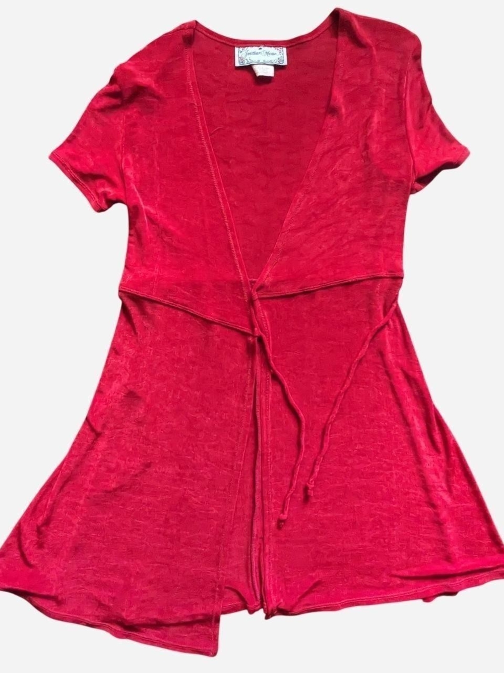 vintage 1990s red wrap midi dress